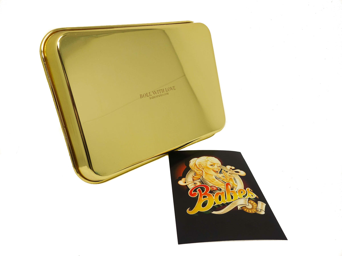 Babes Papes® #1 Gold Rolling Tray Set & 24k Gold Rolling Papers