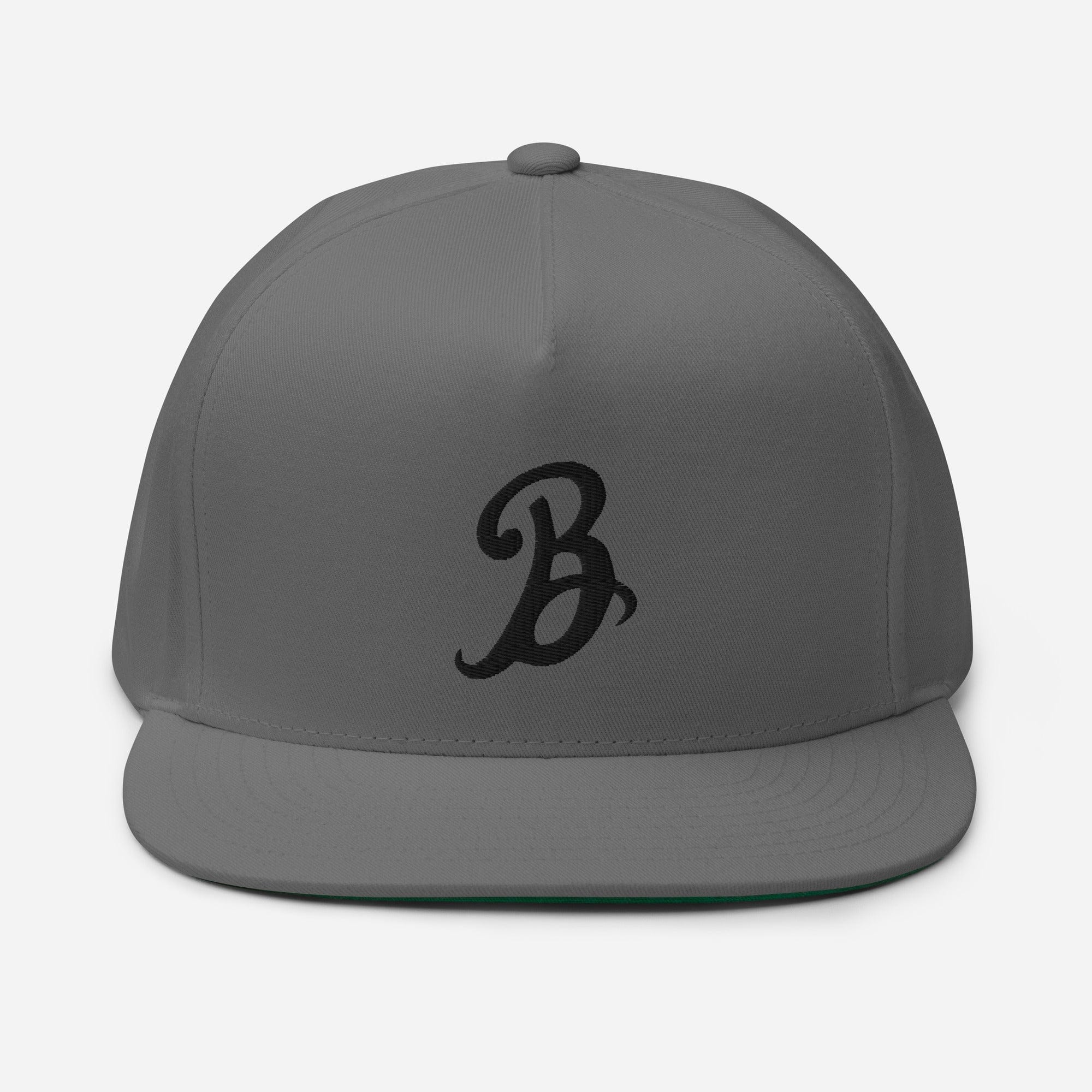 Flat Bill Cap with black B Logo