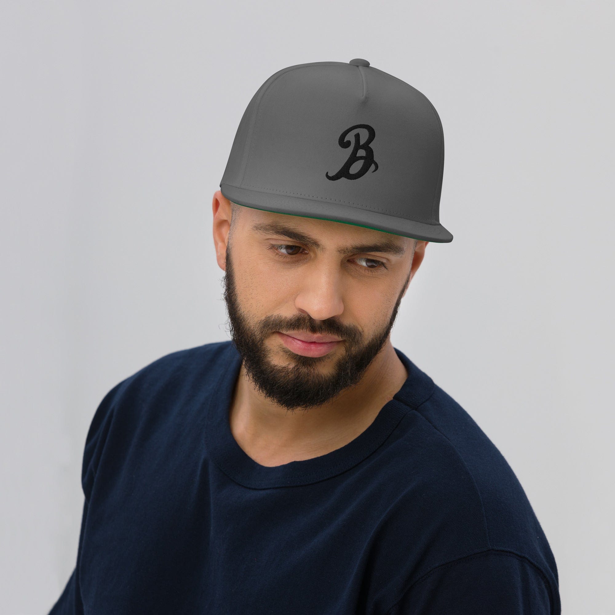 Flat Bill Cap with black B Logo