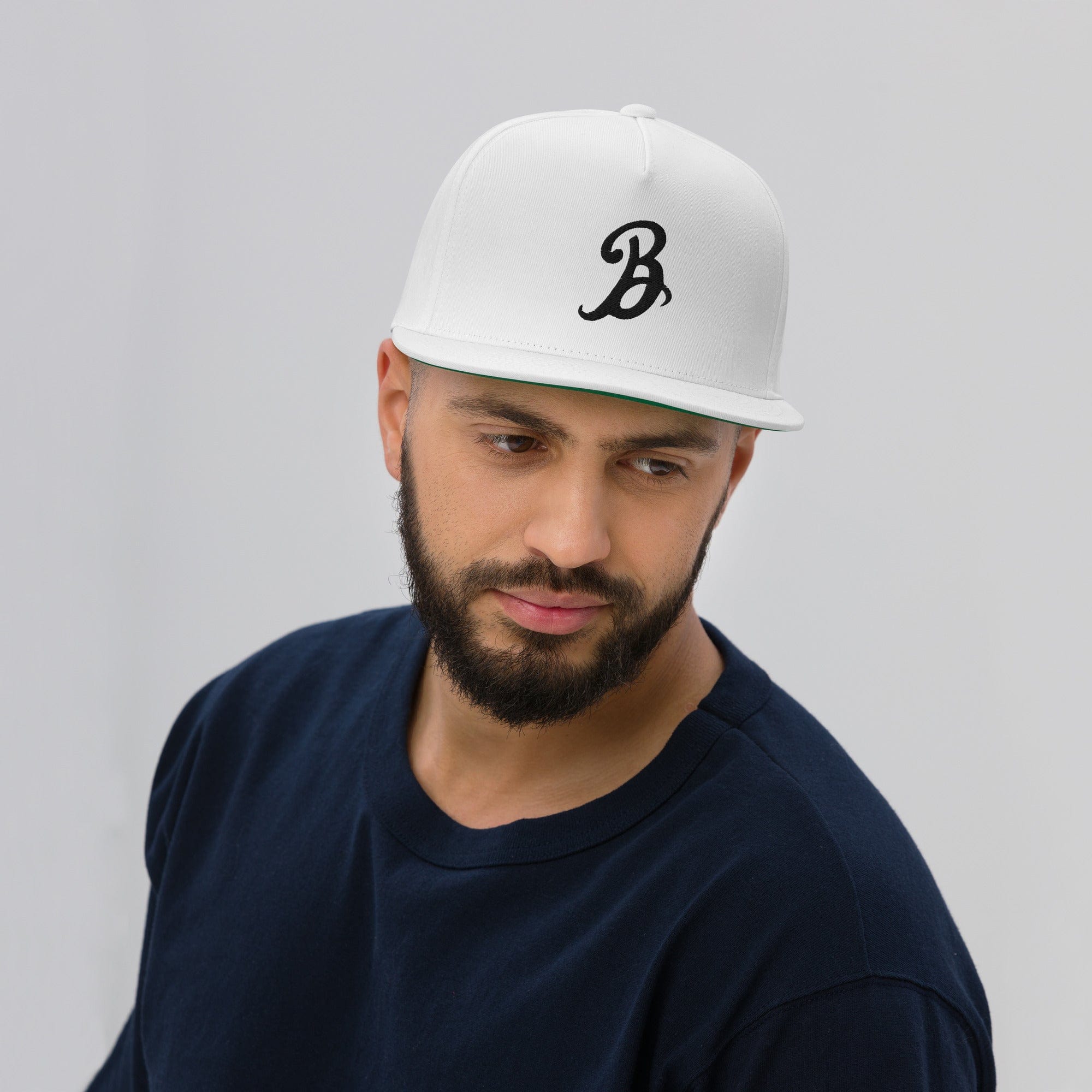 Flat Bill Cap with black B Logo